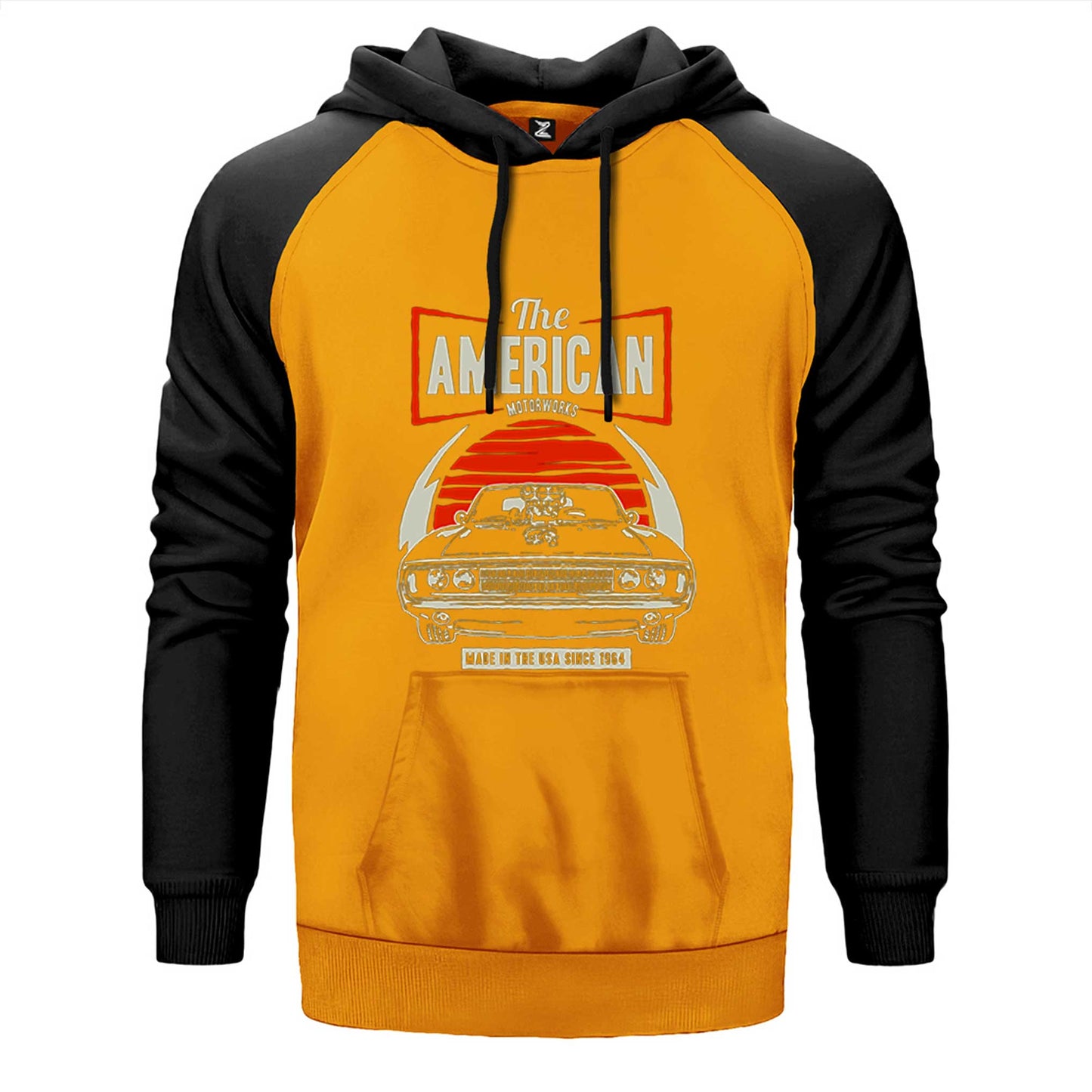 Amerikan Muscle Car Çift Renk Reglan Kol Sweatshirt