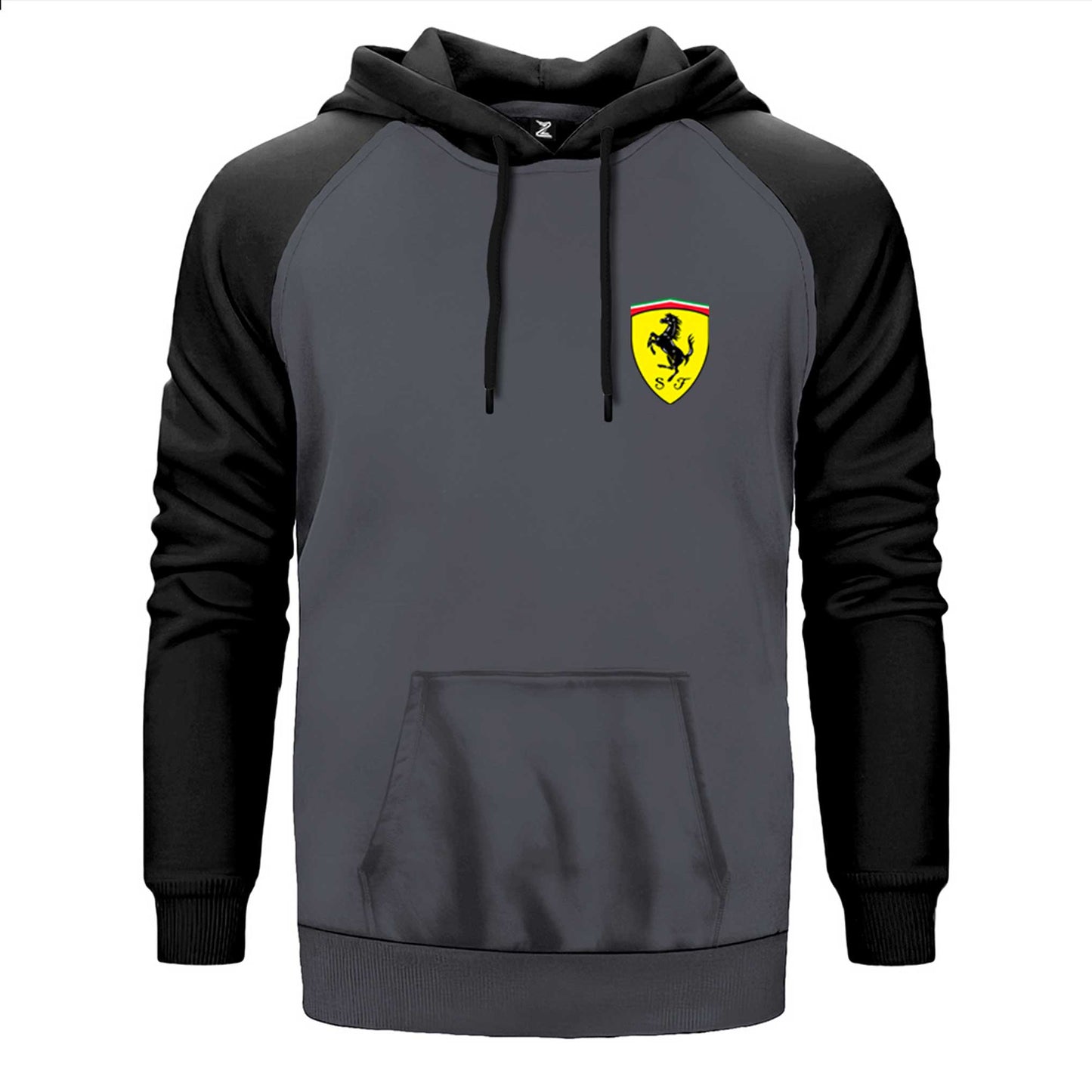 Ferrari Logo Çift Renk Reglan Kol Sweatshirt