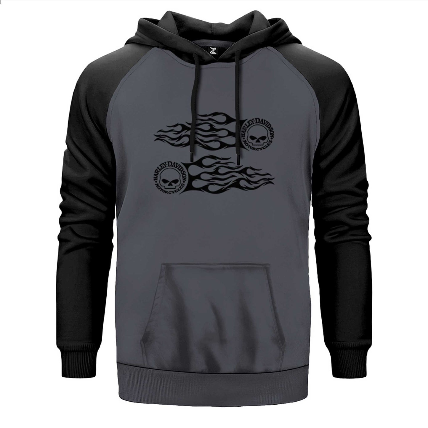 Harley Davidson Fire Çift Renk Reglan Kol Sweatshirt