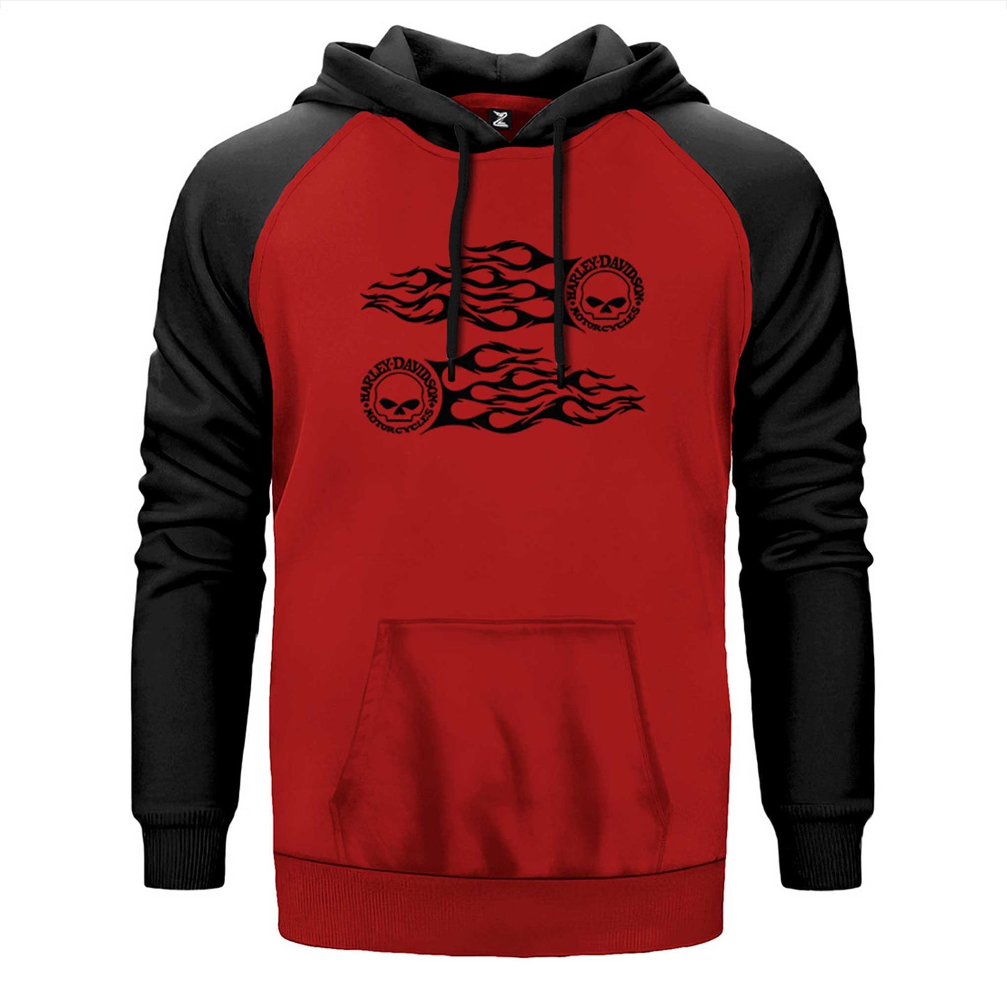 Harley Davidson Fire Çift Renk Reglan Kol Sweatshirt