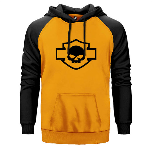 Harley Davidson Motorcycle Skull Çift Renk Reglan Kol Sweatshirt