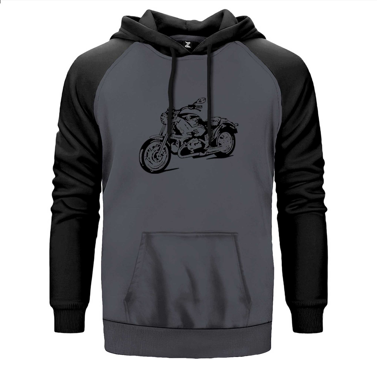 Kruvazör Motosiklet Çizim Çift Renk Reglan Kol Sweatshirt