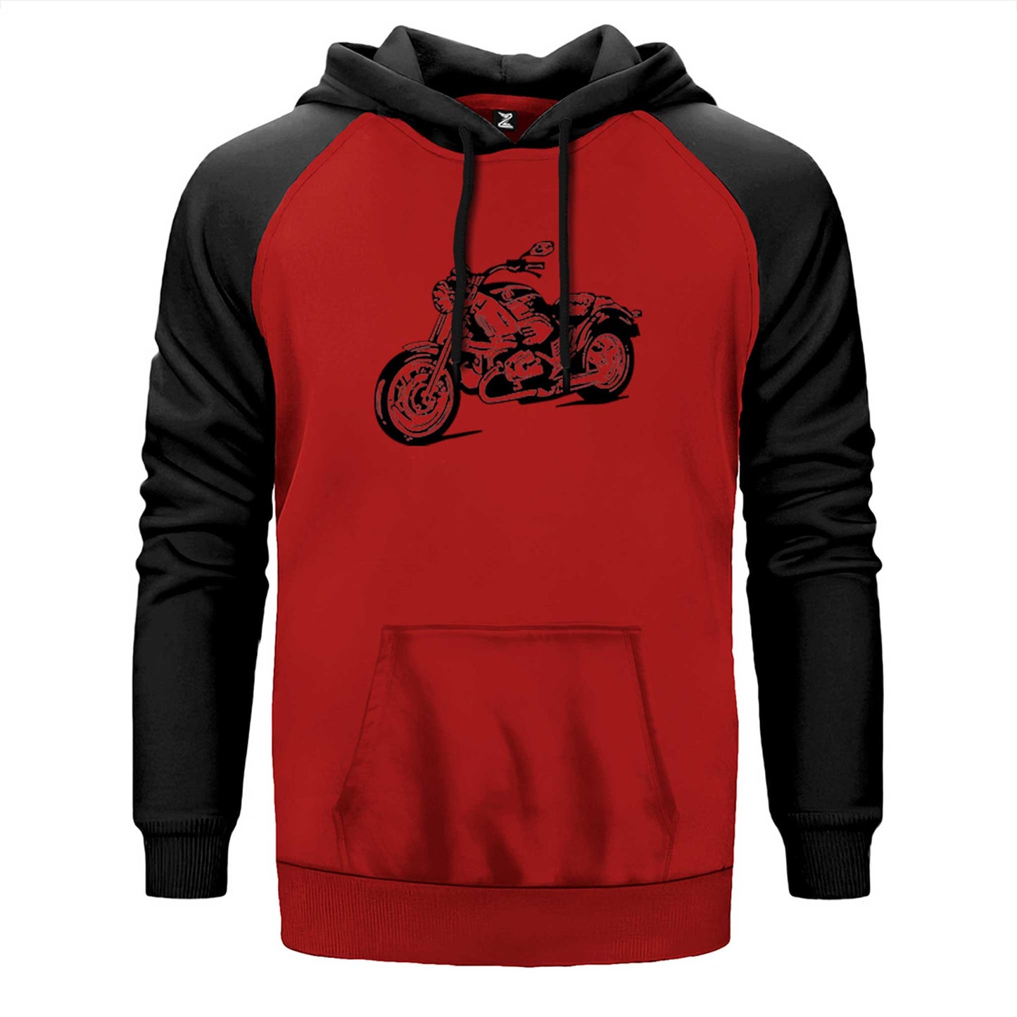 Kruvazör Motosiklet Çizim Çift Renk Reglan Kol Sweatshirt