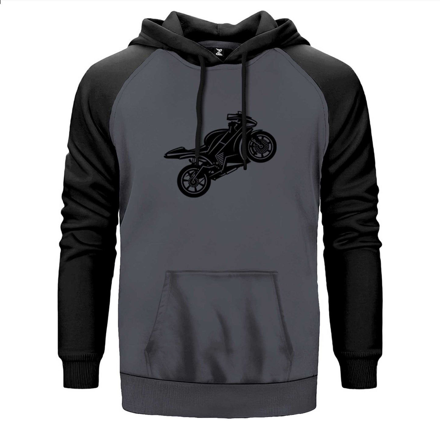 Motosiklet Siluet Çift Renk Reglan Kol Sweatshirt