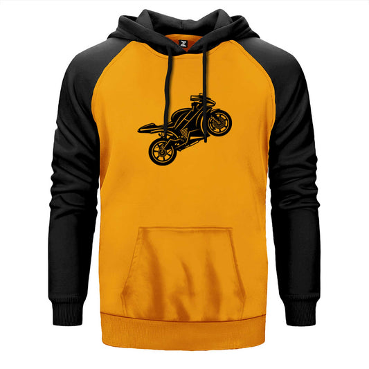 Motosiklet Siluet Çift Renk Reglan Kol Sweatshirt