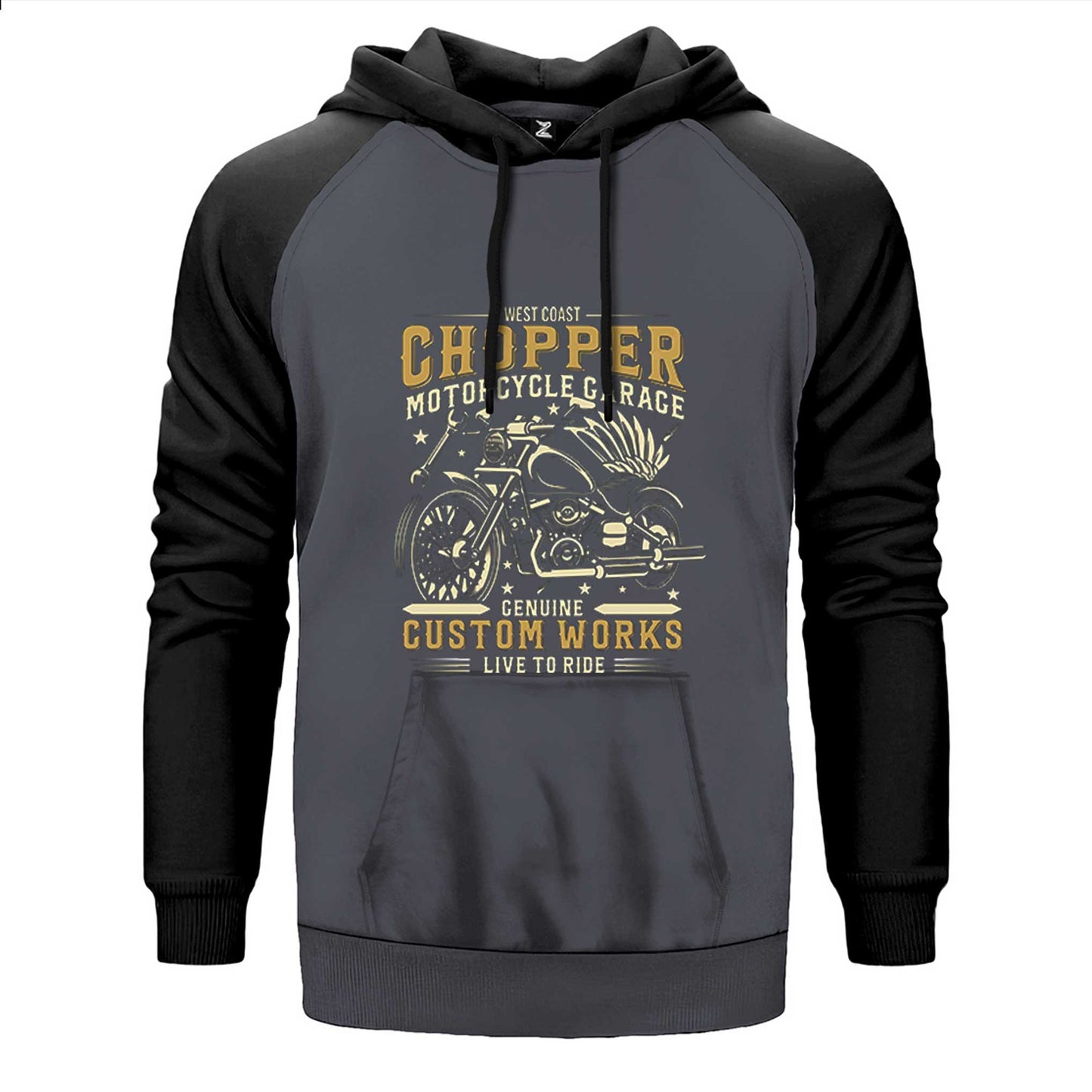 West Coast Chopper Motorcycle Çift Renk Reglan Kol Sweatshirt