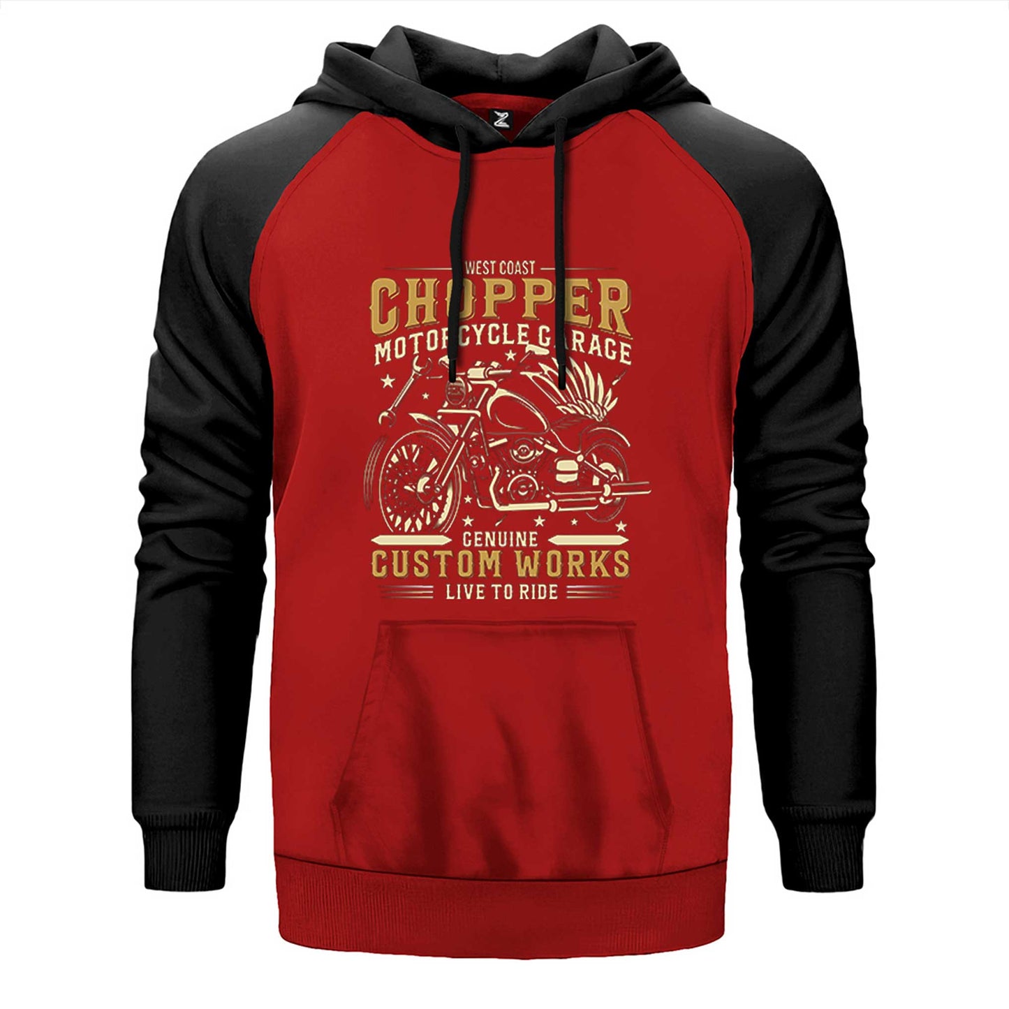 West Coast Chopper Motorcycle Çift Renk Reglan Kol Sweatshirt