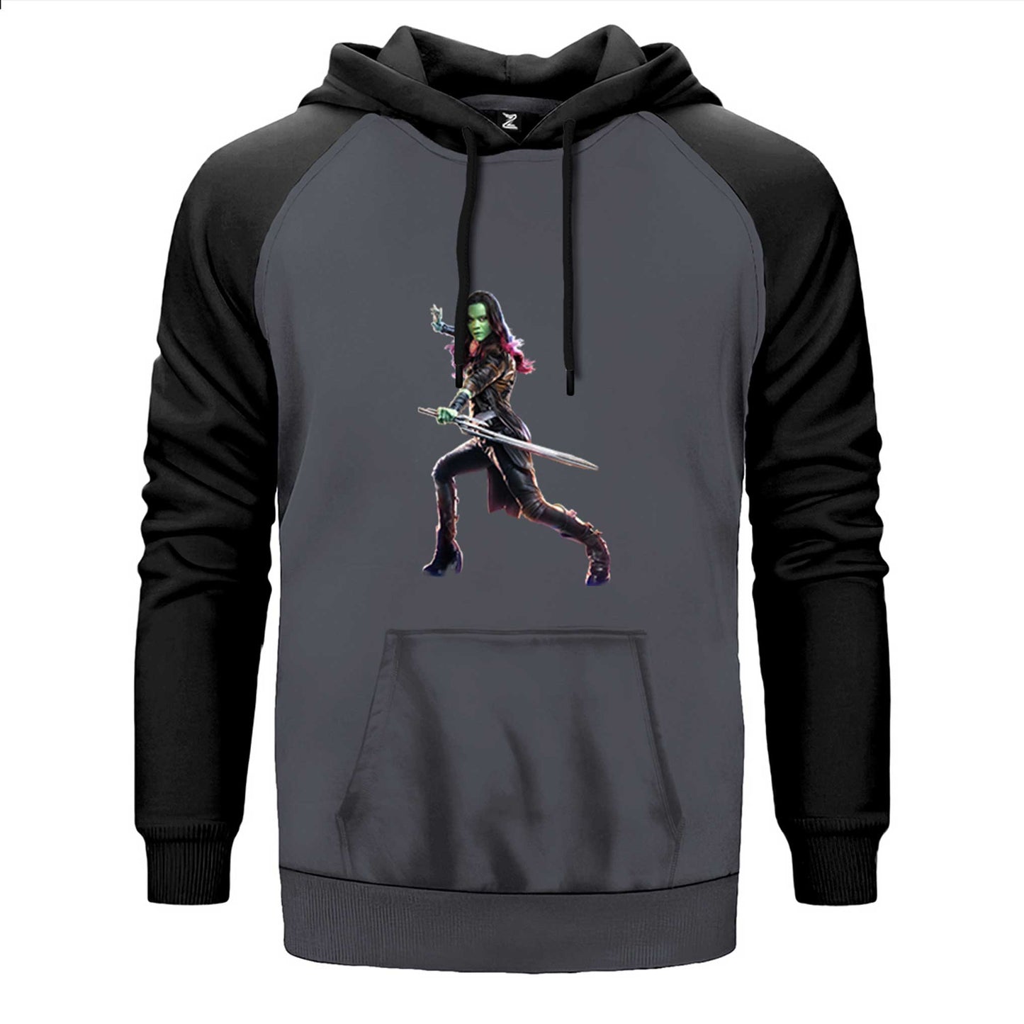 Galaksinin Koruyucuları Gamora Çift Renk Reglan Kol Sweatshirt