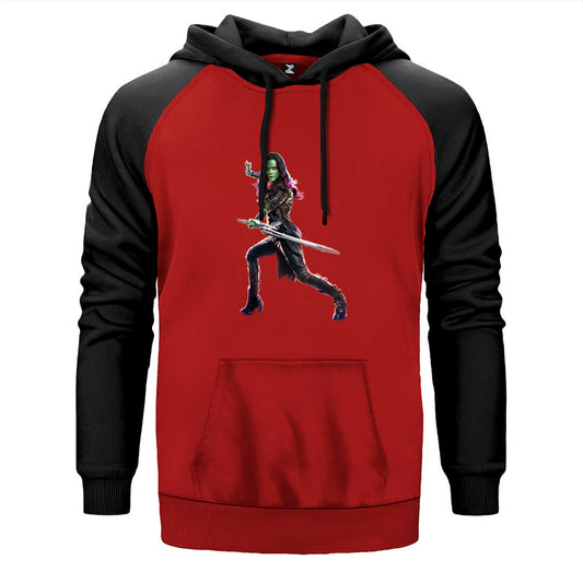 Galaksinin Koruyucuları Gamora Çift Renk Reglan Kol Sweatshirt