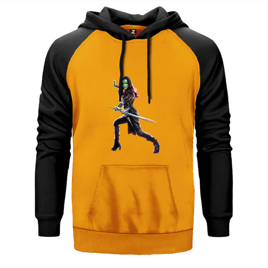 Galaksinin Koruyucuları Gamora Çift Renk Reglan Kol Sweatshirt