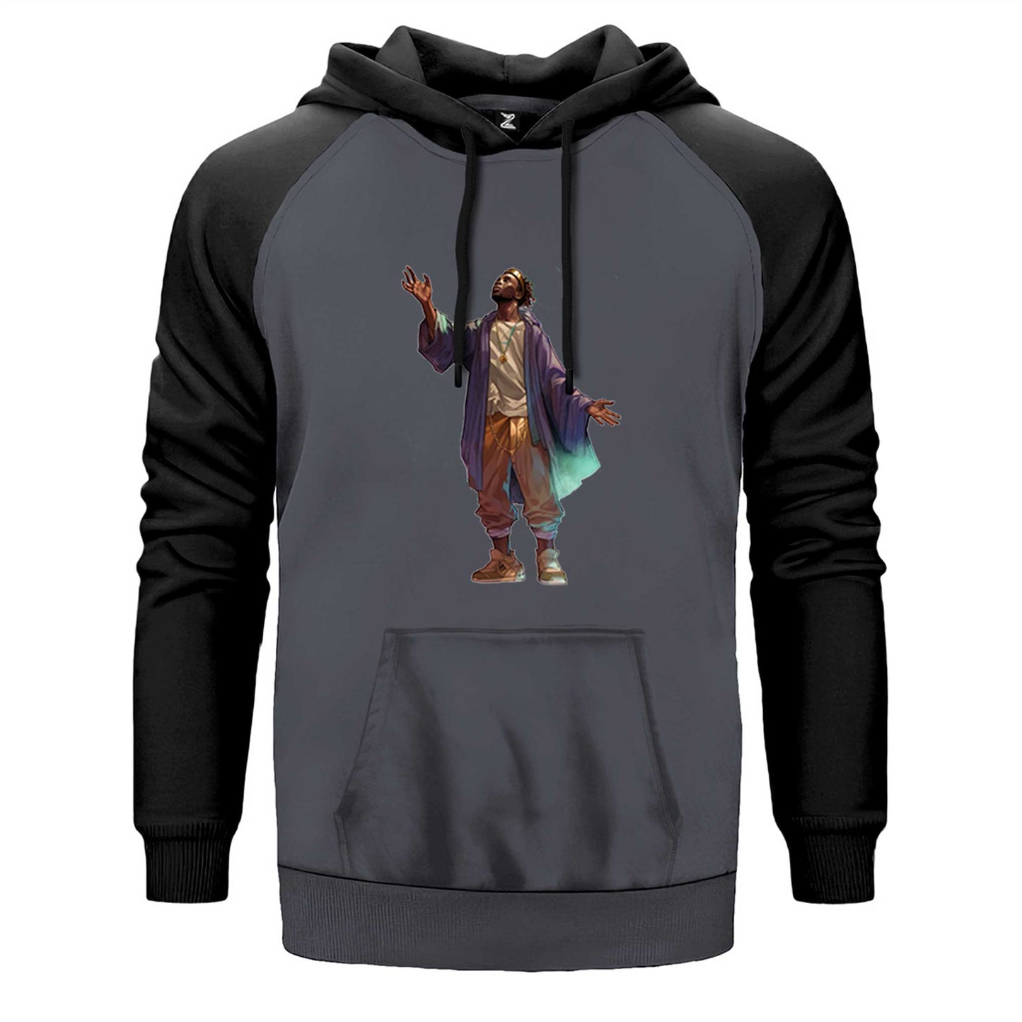 Black Hip Hop Artist Çift Renk Reglan Kol Sweatshirt