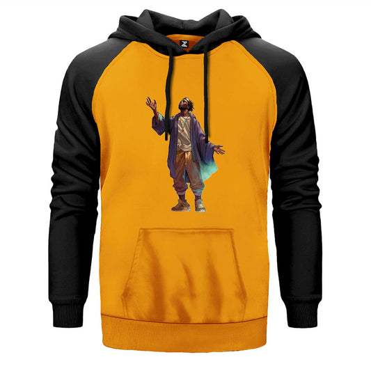 Black Hip Hop Artist Çift Renk Reglan Kol Sweatshirt