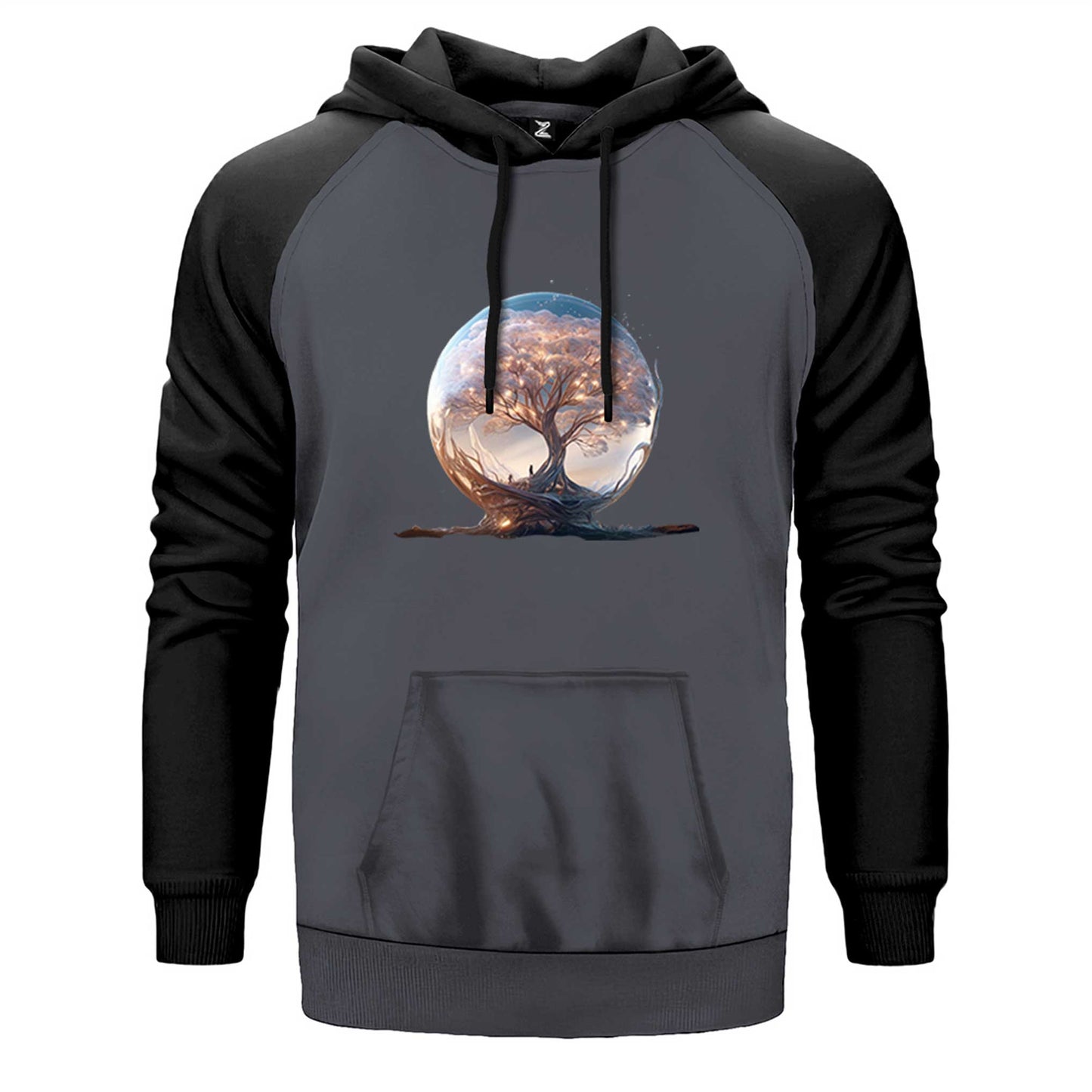 Tree Growing in Snow Gobe Çift Renk Reglan Kol Sweatshirt