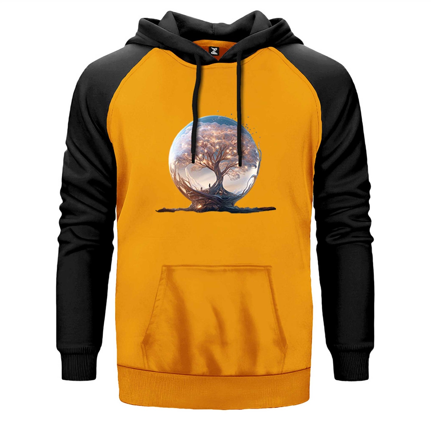 Tree Growing in Snow Gobe Çift Renk Reglan Kol Sweatshirt