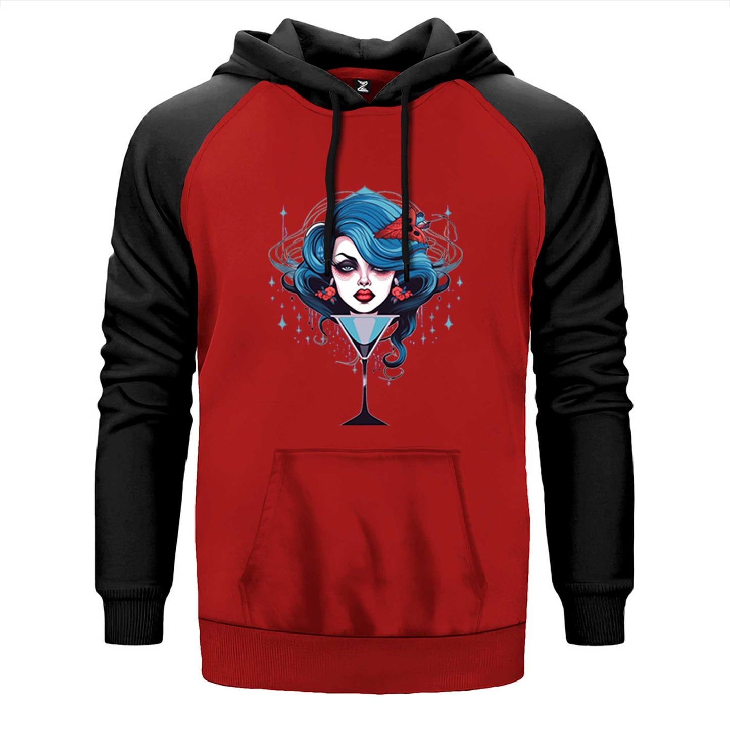 Woman in Martini Glas Çift Renk Reglan Kol Sweatshirt