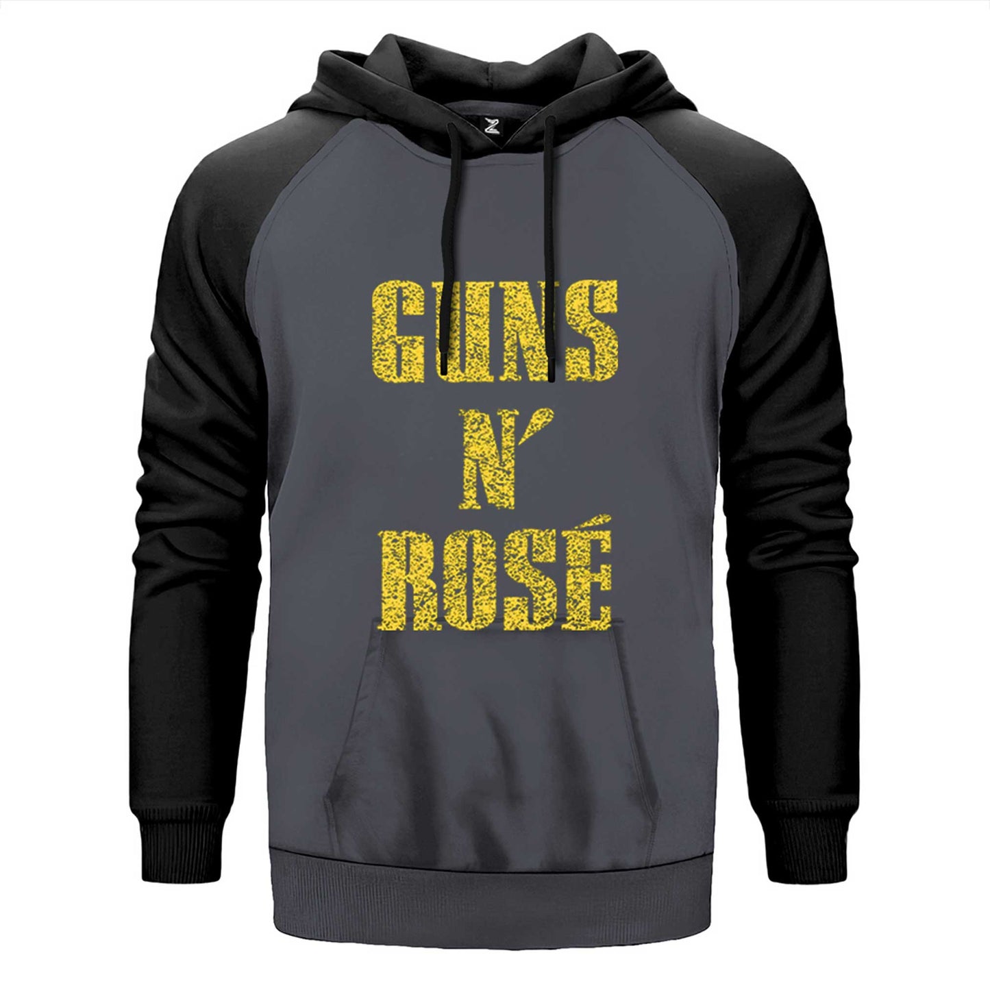 Guns N Rose Text Yellow Çift Renk Reglan Kol Sweatshirt