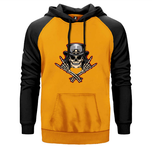 Slash Skull Çift Renk Reglan Kol Sweatshirt