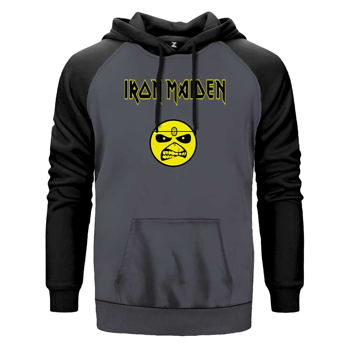 Iron Maiden Face Çift Renk Reglan Kol Sweatshirt