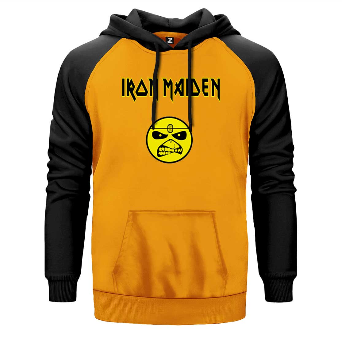 Iron Maiden Face Çift Renk Reglan Kol Sweatshirt