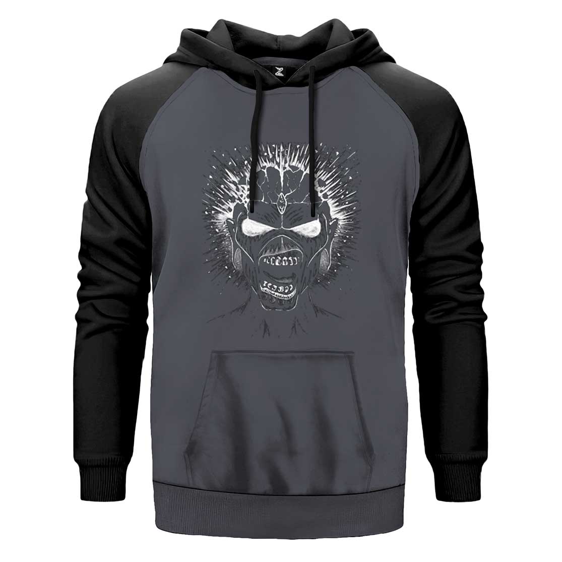 Iron maiden Skull Çift Renk Reglan Kol Sweatshirt