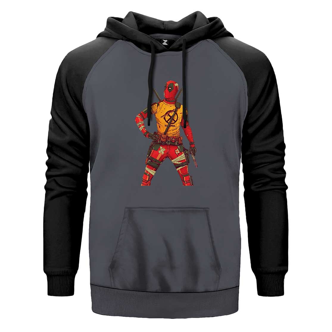 Deadpool X Men Logo Çift Renk Reglan Kol Sweatshirt