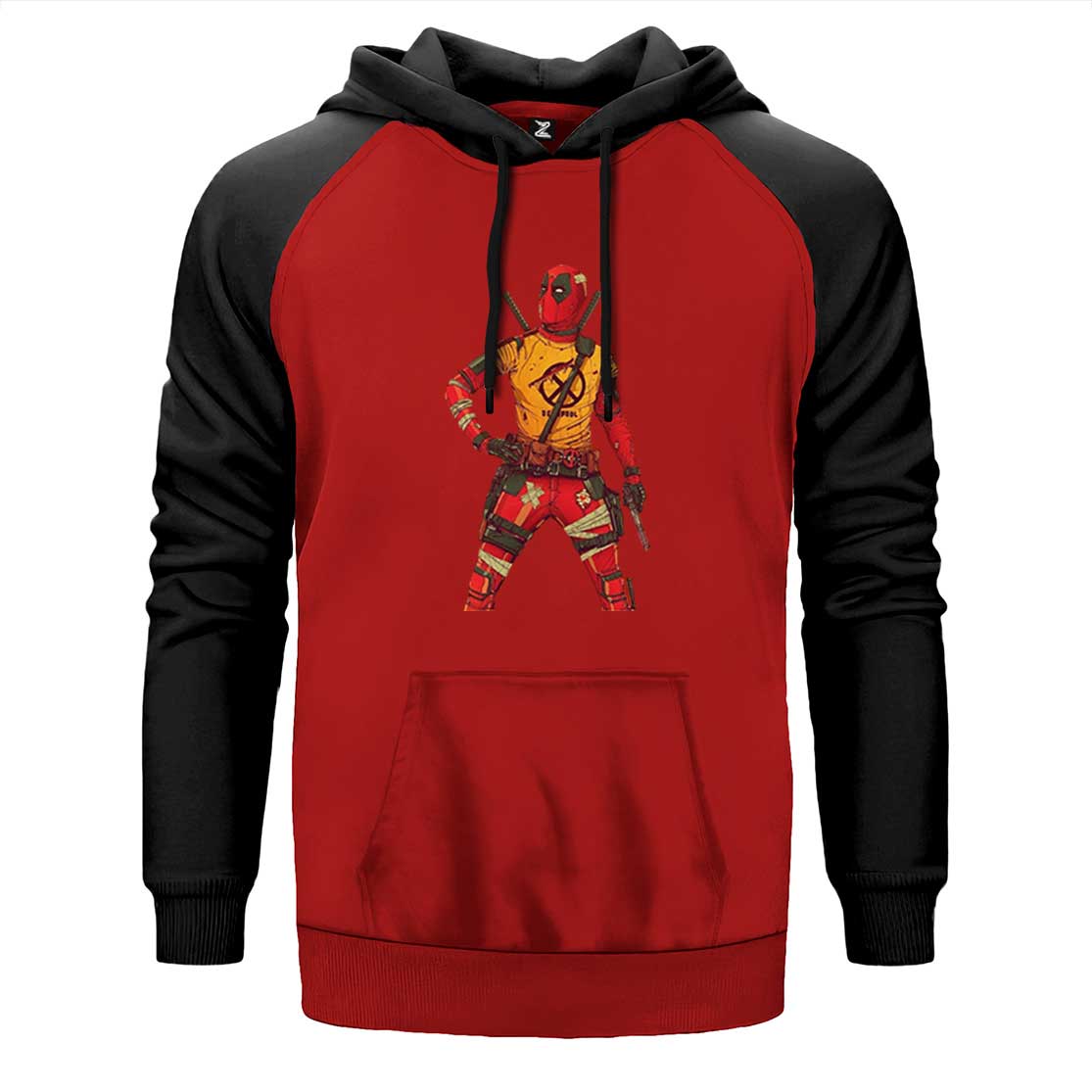 Deadpool X Men Logo Çift Renk Reglan Kol Sweatshirt