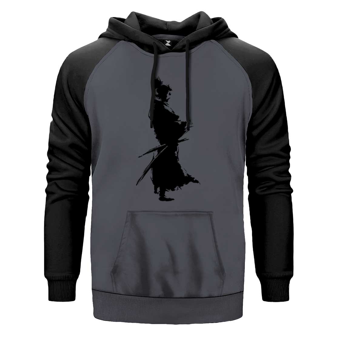 Samurai Musashi Portre Çift Renk Reglan Kol Sweatshirt
