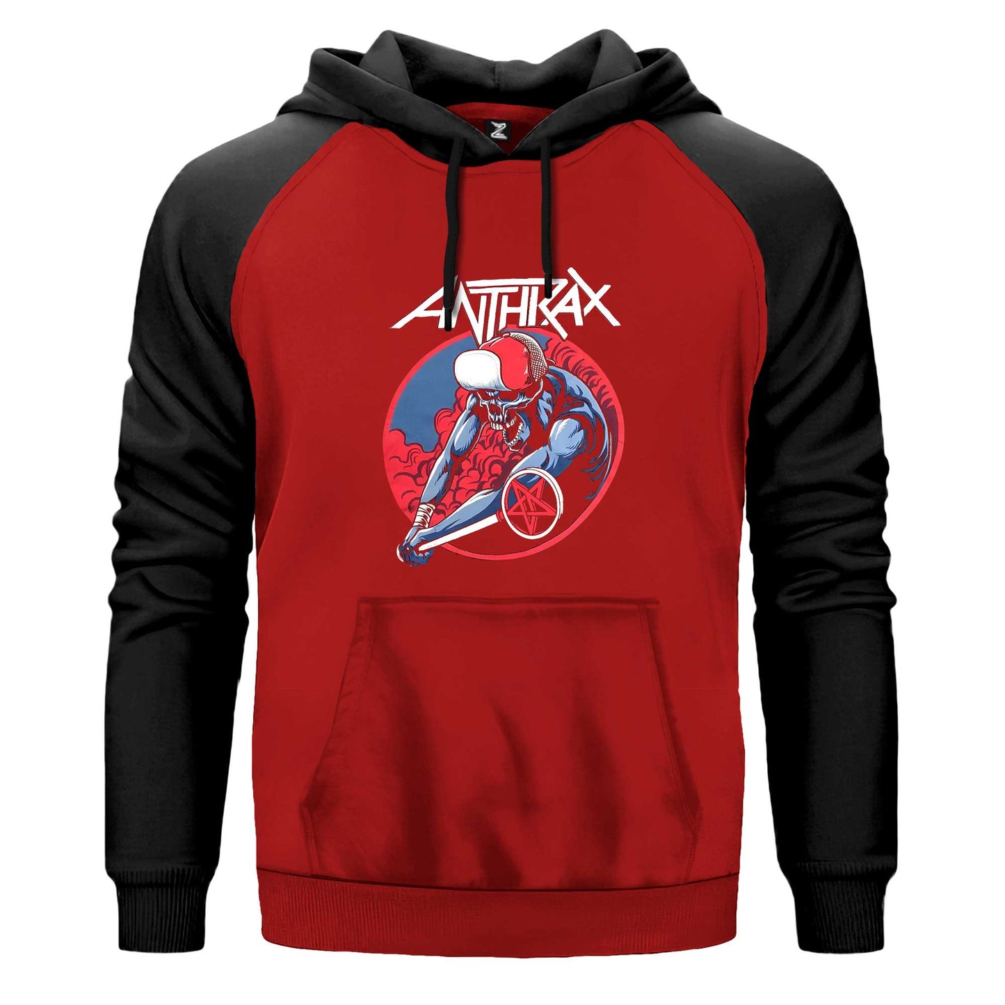Anthrax Pentegram Çift Renk Reglan Kol Sweatshirt Kapşonlu