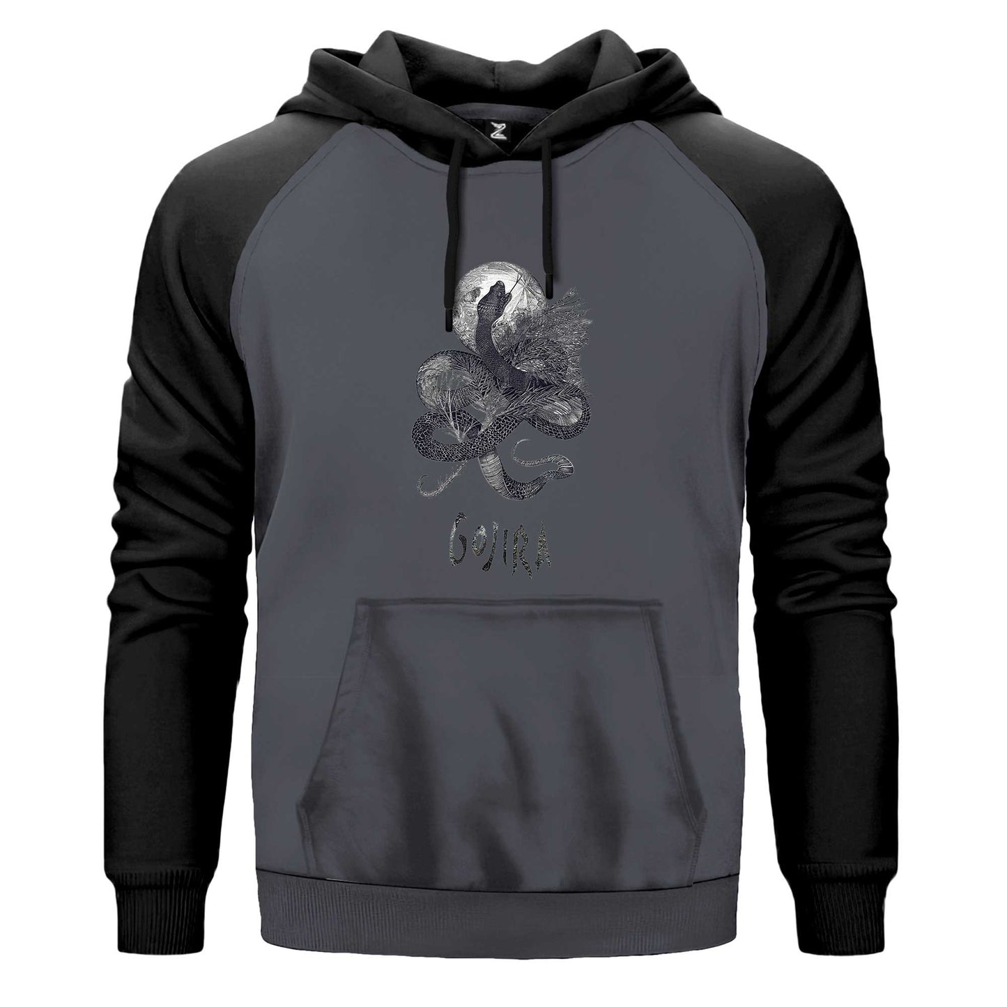 Gojira Snake and Moon Çift Renk Reglan Kol Sweatshirt Kapşonlu