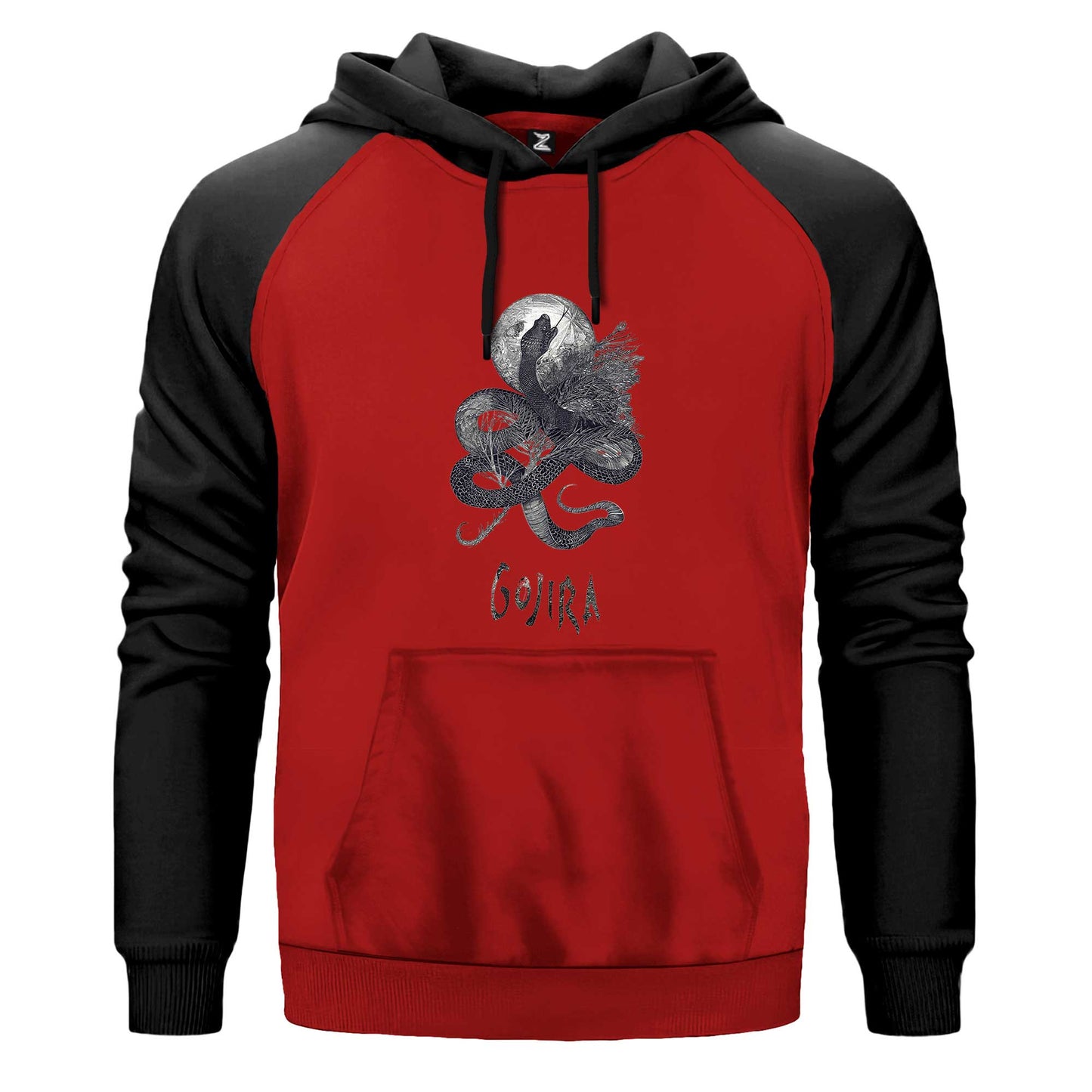 Gojira Snake and Moon Çift Renk Reglan Kol Sweatshirt Kapşonlu