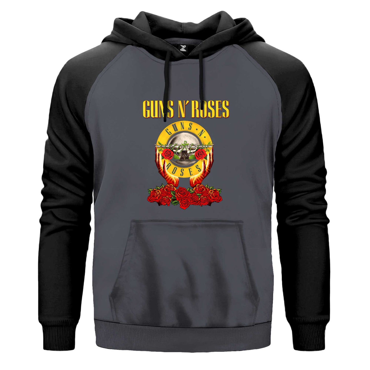 Guns N Roses Hands and Light Çift Renk Reglan Kol Sweatshirt Kapşonlu