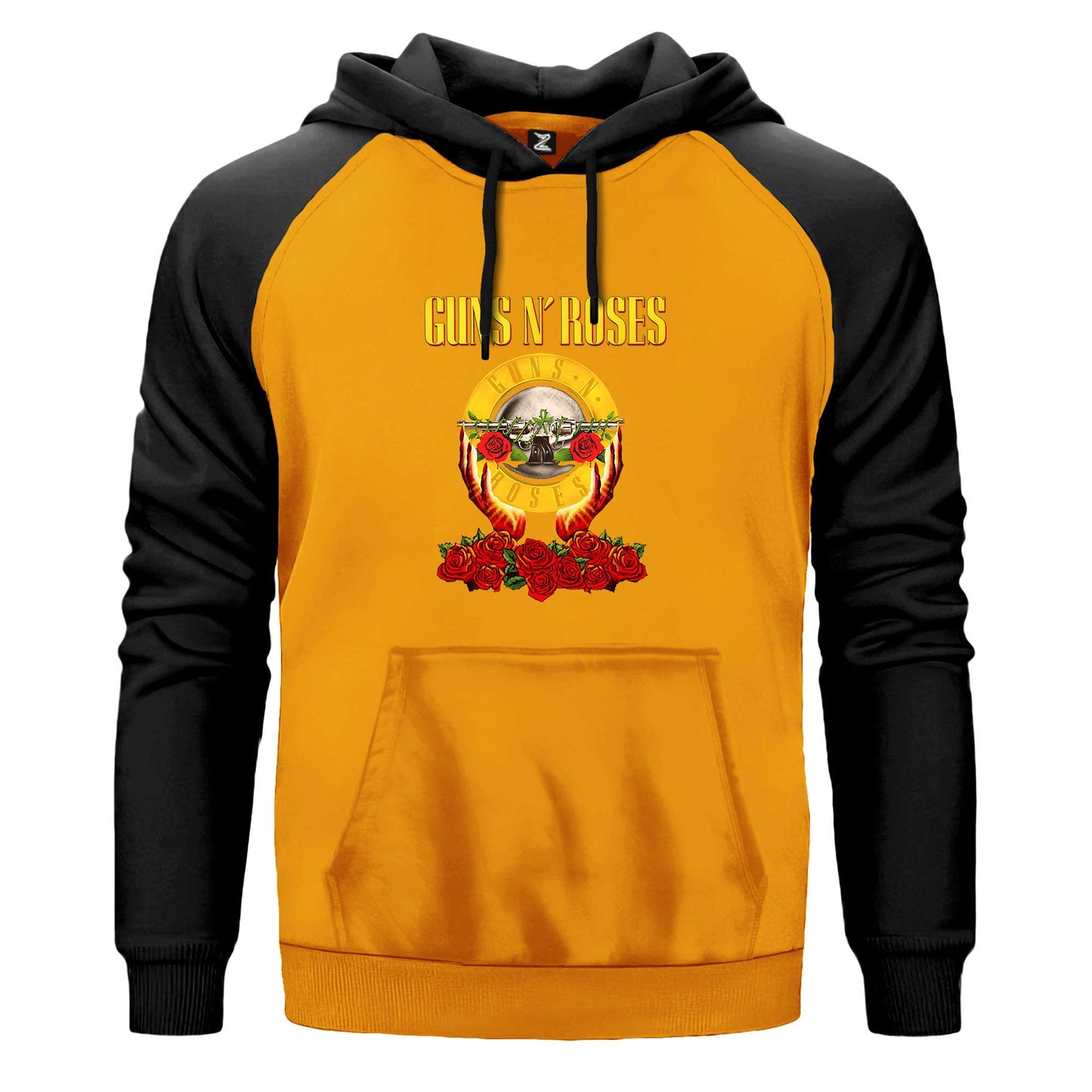 Guns N Roses Hands and Light Çift Renk Reglan Kol Sweatshirt Kapşonlu