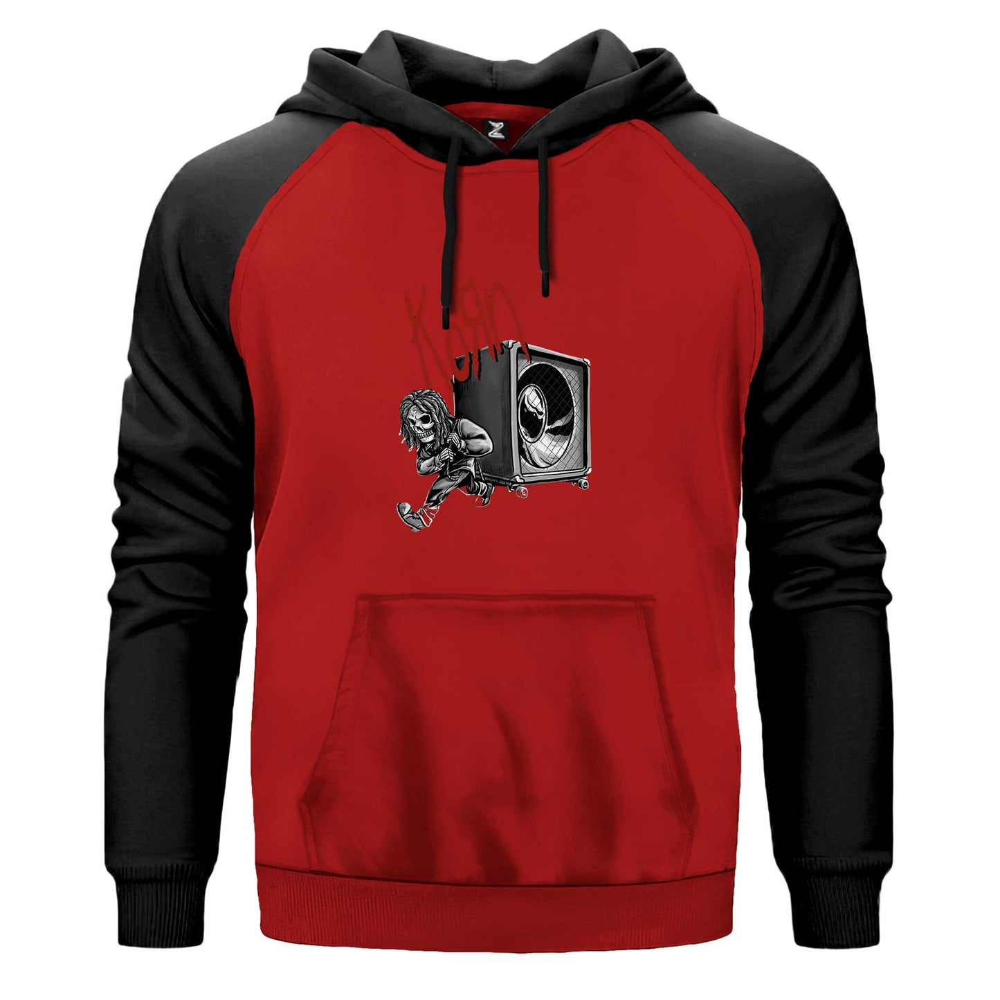 Korn Skeleton Pulling Haporlor Çift Renk Reglan Kol Sweatshirt Kapşonlu