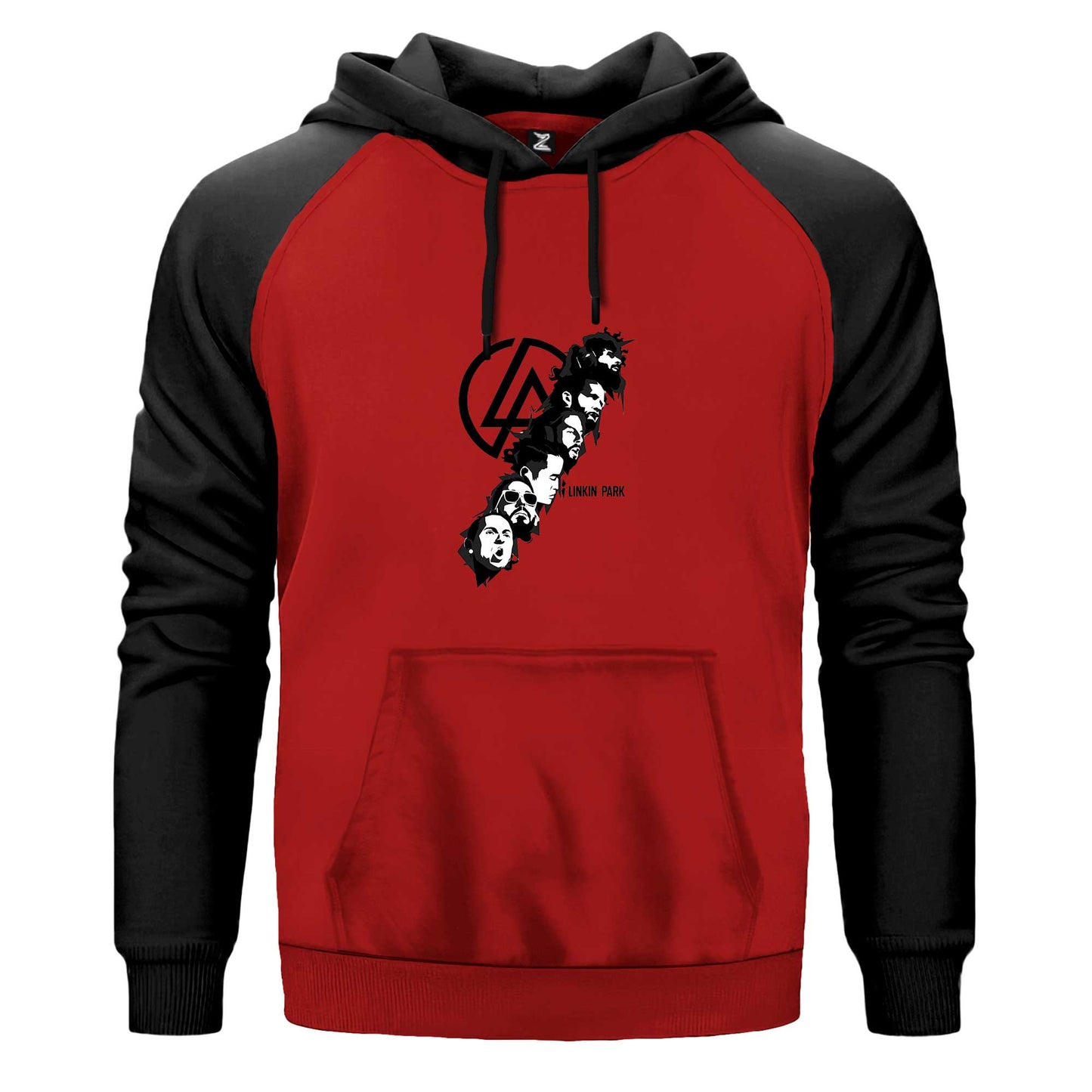 Linkin Park Logo Siluet Çift Renk Reglan Kol Sweatshirt Kapşonlu