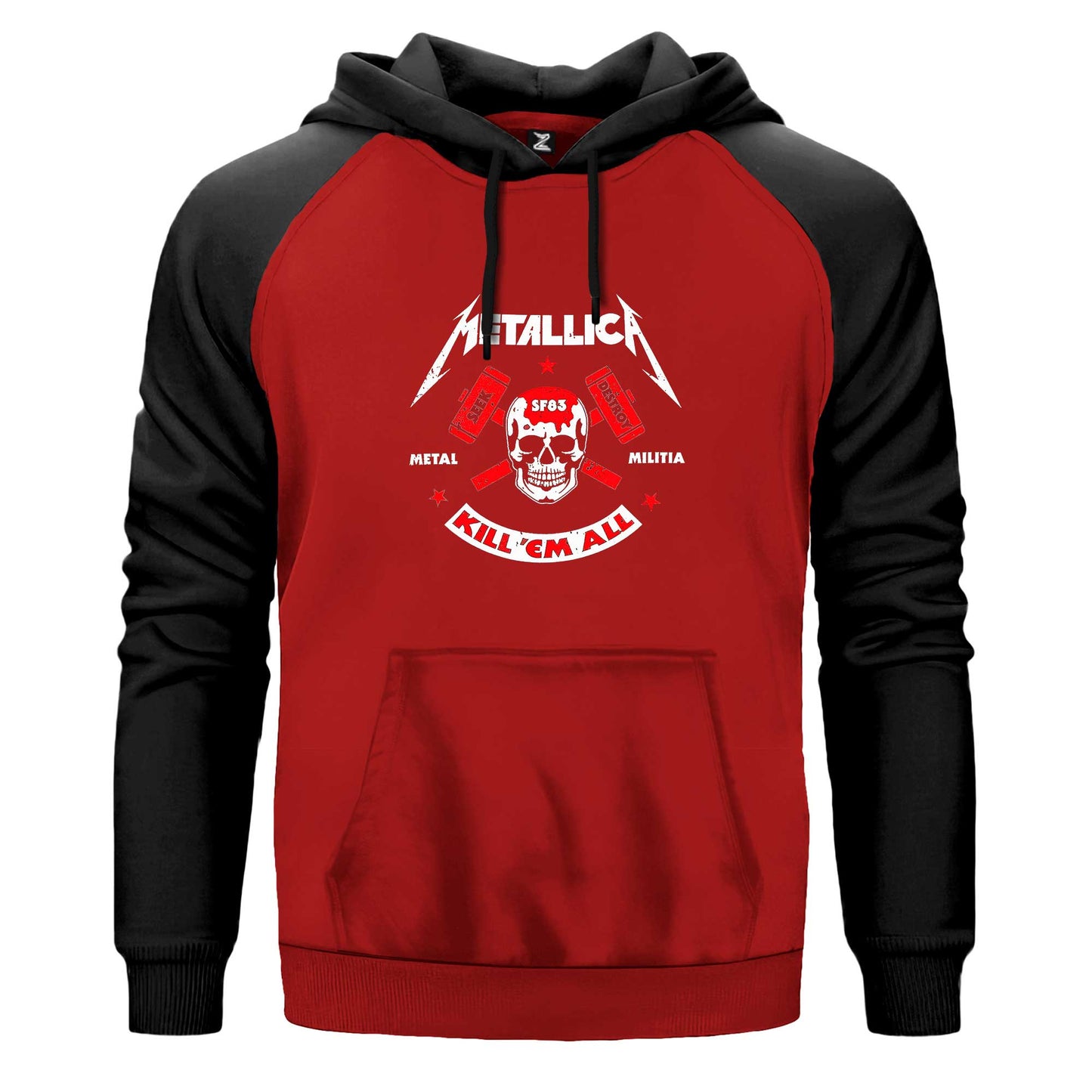 Metallica Kill'em All Çift Renk Reglan Kol Sweatshirt Kapşonlu