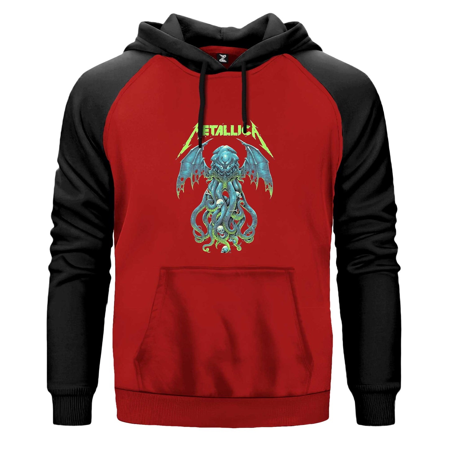 Metallica Octopus Bat Çift Renk Reglan Kol Sweatshirt Kapşonlu