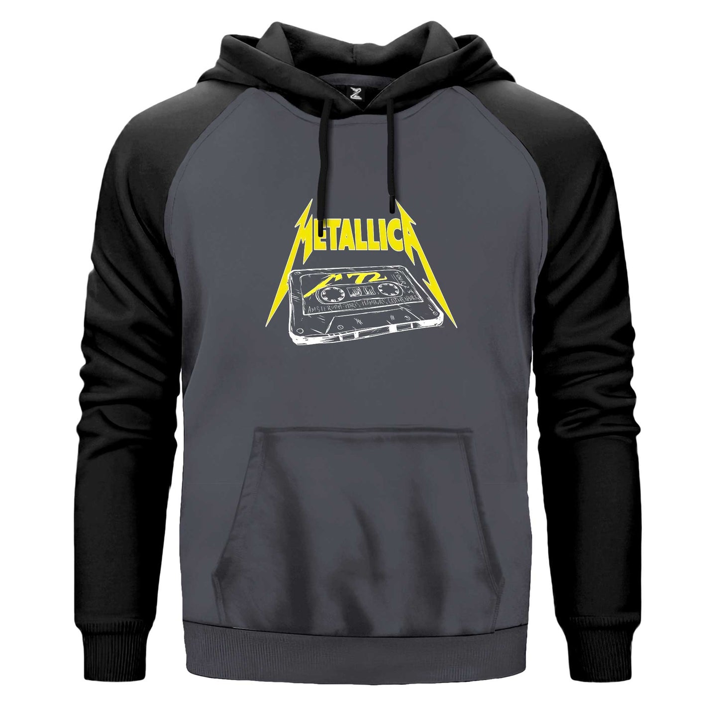 Metallica Tape Çift Renk Reglan Kol Sweatshirt Kapşonlu