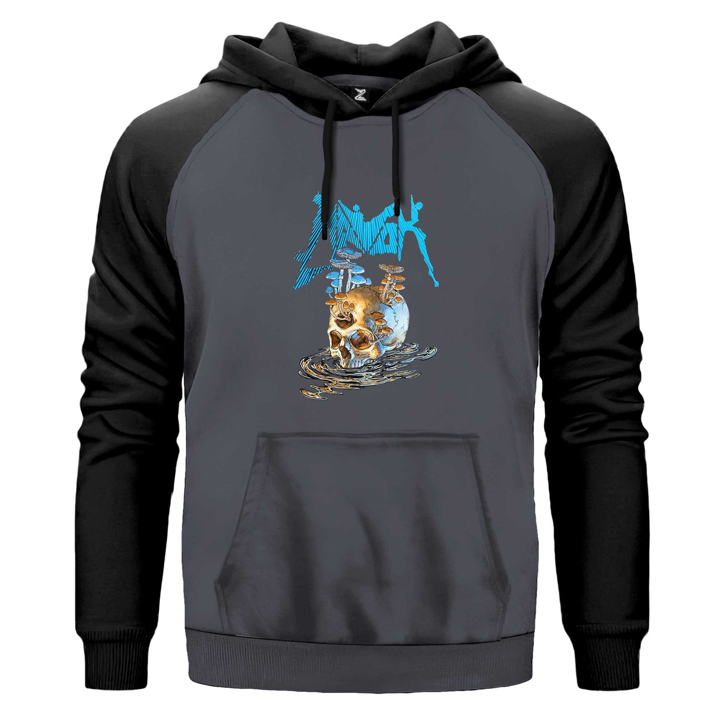 Havok Skull Çift Renk Reglan Kol Sweatshirt Kapşonlu