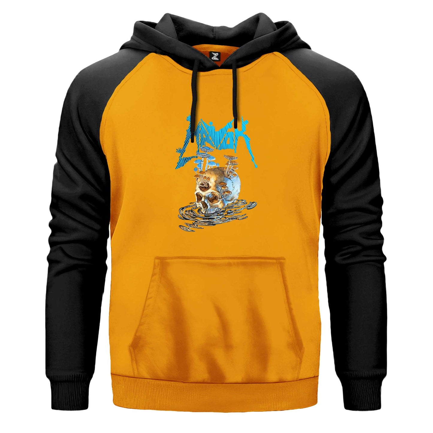 Havok Skull Çift Renk Reglan Kol Sweatshirt Kapşonlu