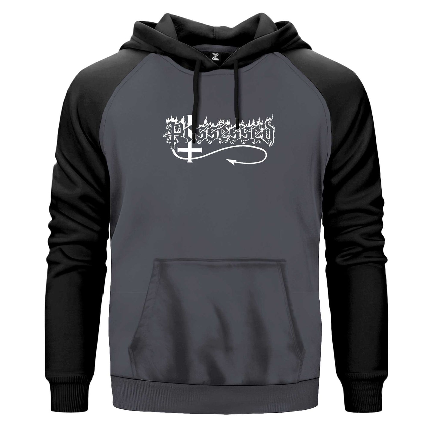 Possessed Beyaz Logo Çift Renk Reglan Kol Sweatshirt Kapşonlu