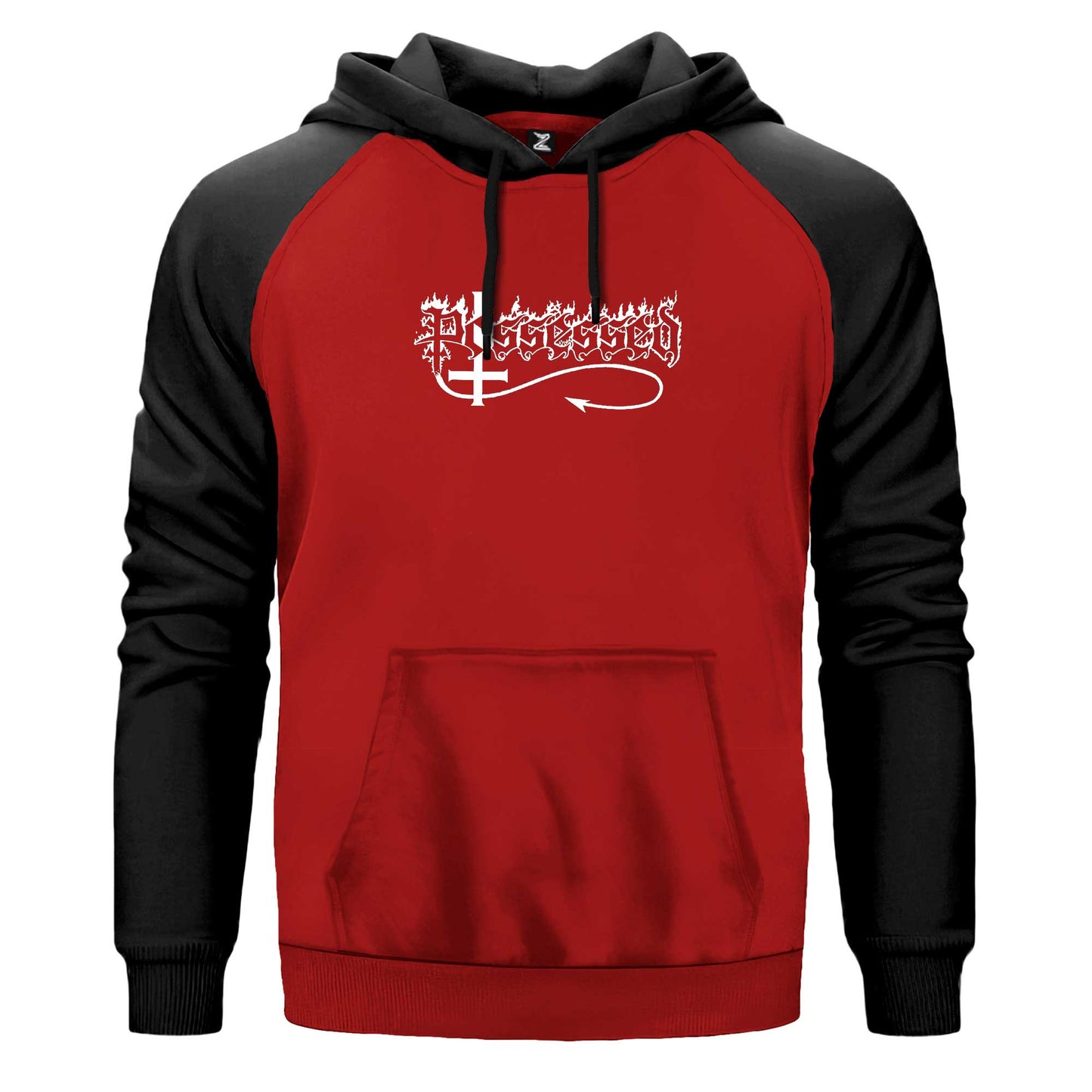Possessed Beyaz Logo Çift Renk Reglan Kol Sweatshirt Kapşonlu