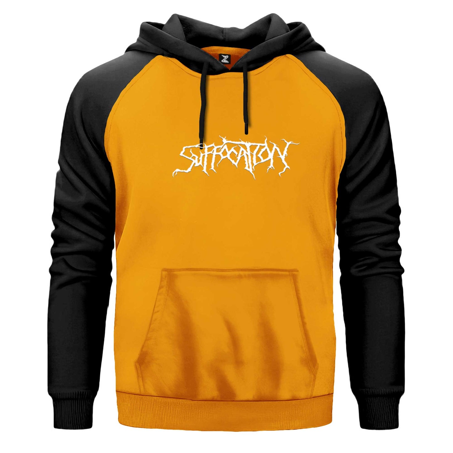 Suffocation Logo Çift Renk Reglan Kol Sweatshirt Kapşonlu
