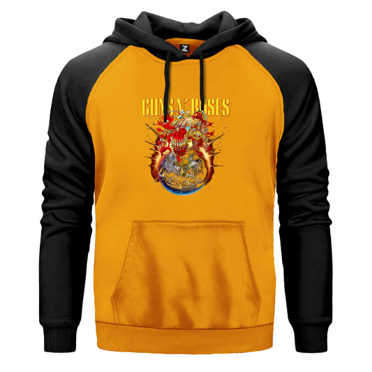 Guns N Roses 2025 Tour Çift Renk Reglan Kol Sweatshirt Kapşonlu