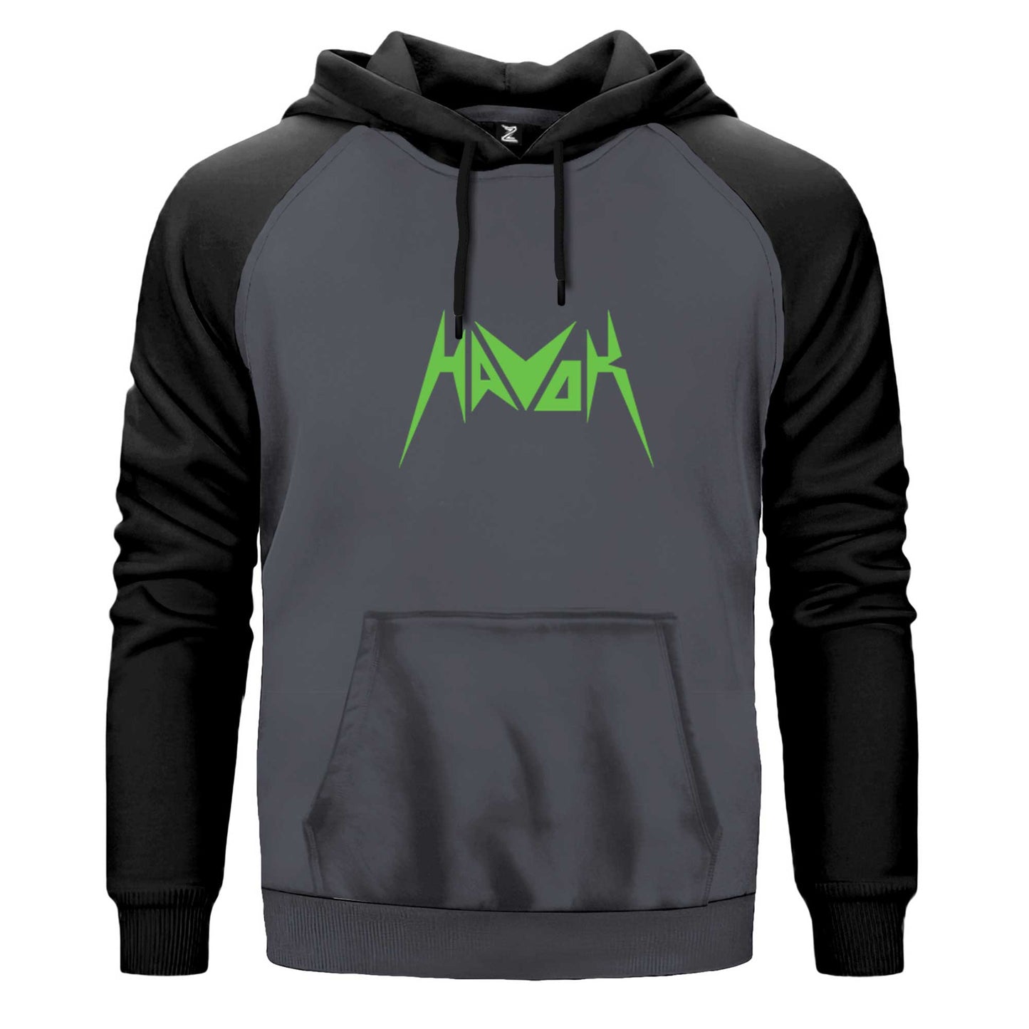 Havok Green Logo Çift Renk Reglan Kol Sweatshirt Kapşonlu