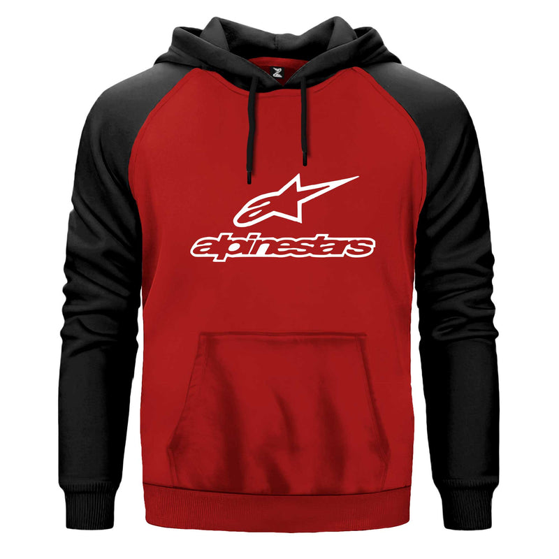 Alpinestars Logo Text Kapşonlu çift renk reglan kol kapşonlu sweatshirt - kırmızı