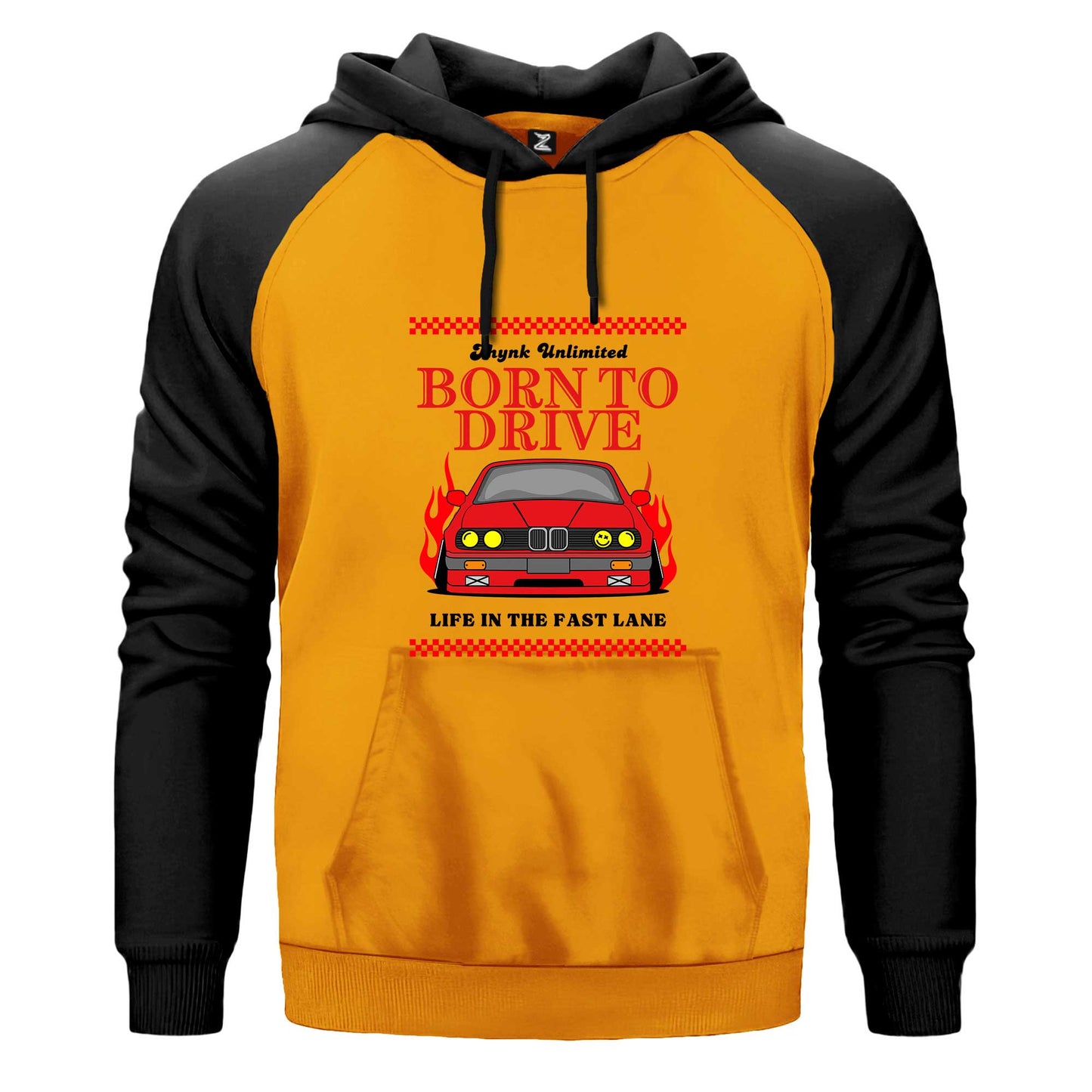 Born To Drıve Bmw Çift Renk Reglan Kol Sweatshirt Kapşonlu