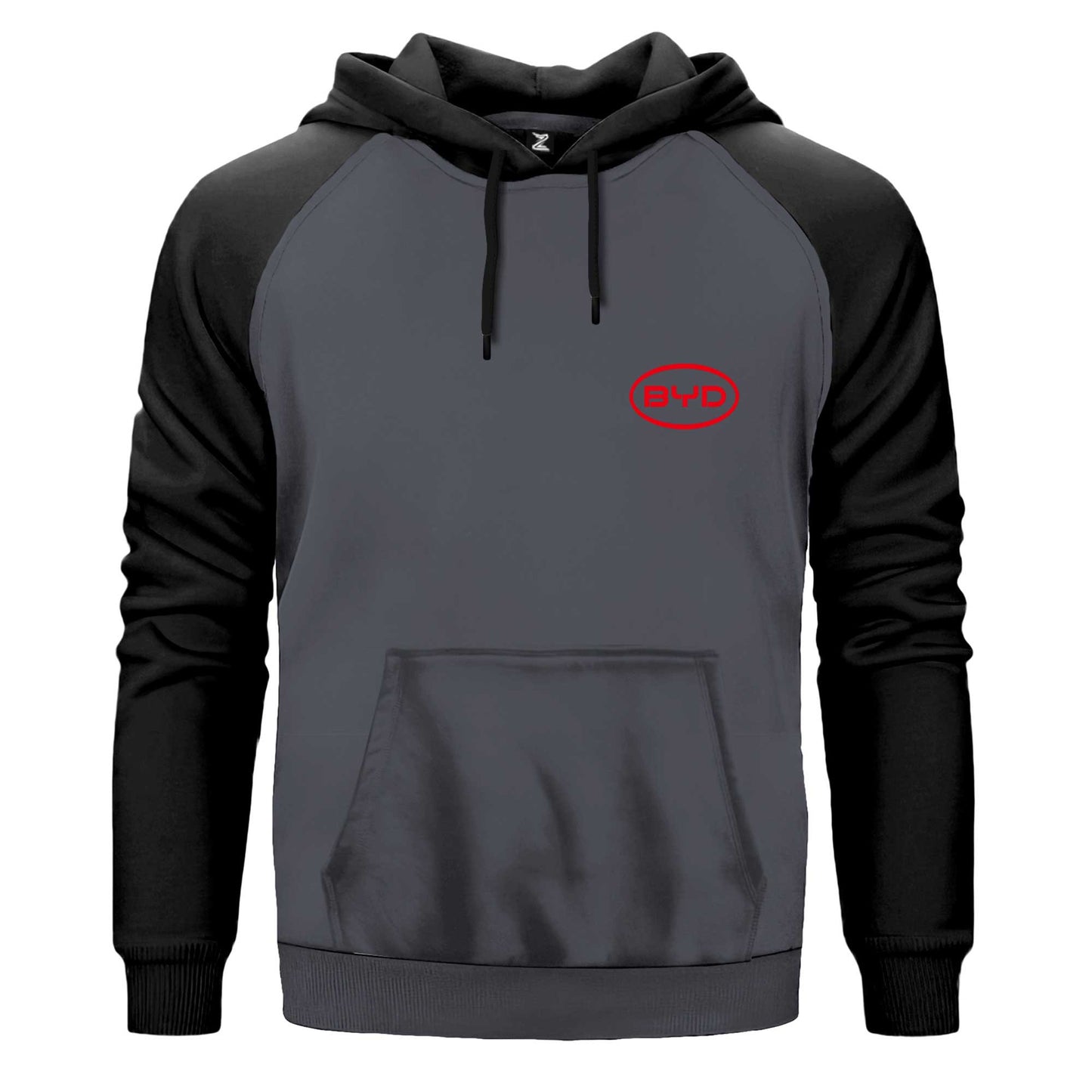 BYD Logo Çift Renk Reglan Kol Sweatshirt Kapşonlu