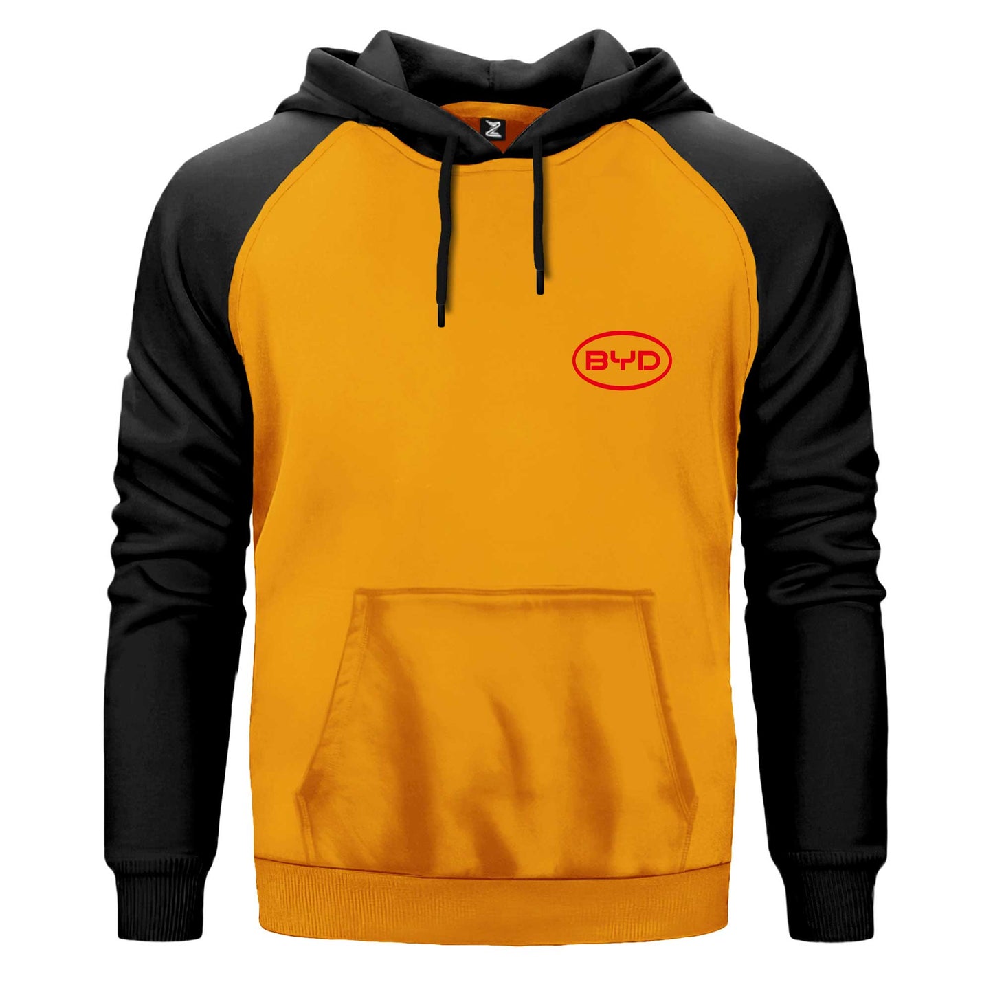 BYD Logo Çift Renk Reglan Kol Sweatshirt Kapşonlu