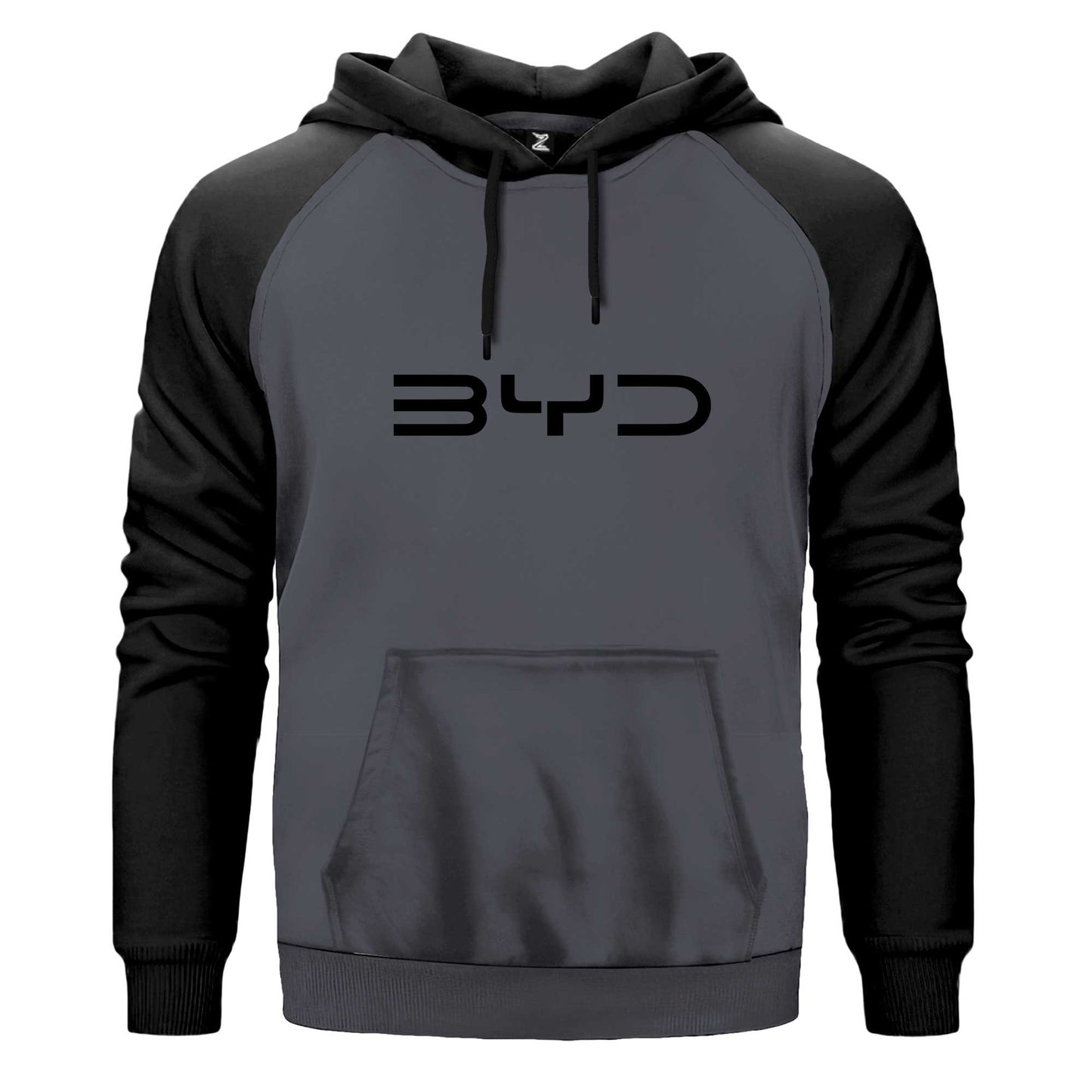 BYD Logo Black Çift Renk Reglan Kol Sweatshirt Kapşonlu