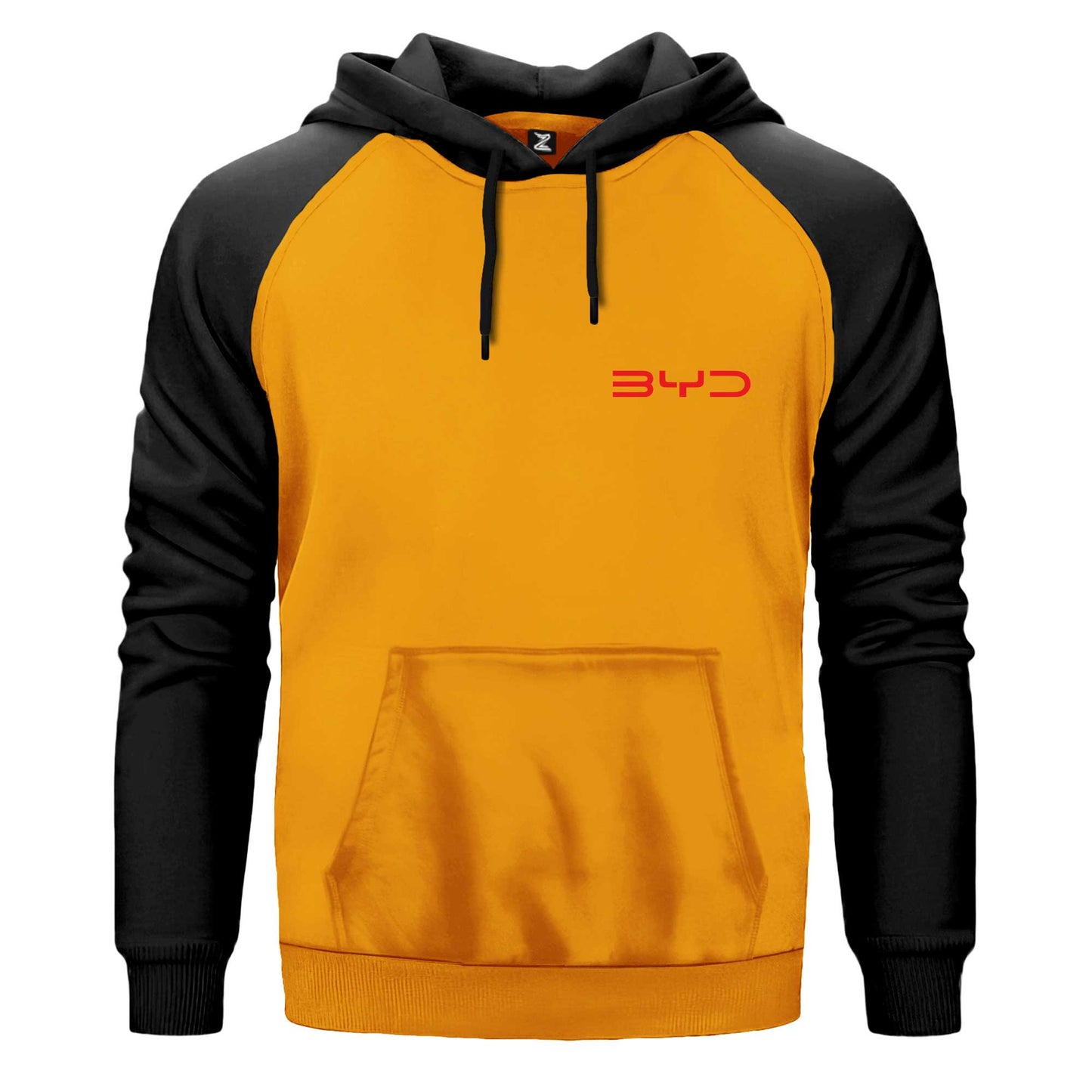 BYD Logo Text Red Çift Renk Reglan Kol Sweatshirt Kapşonlu